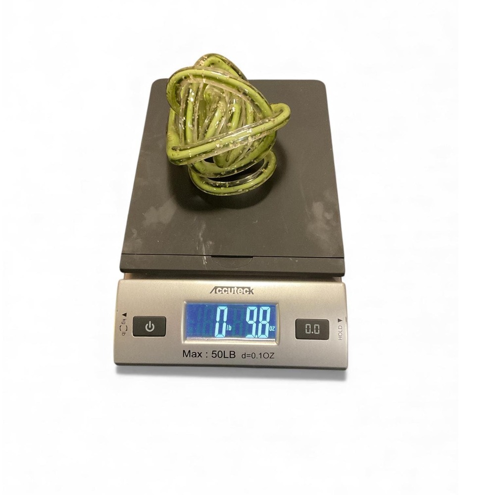 Green Glass Knot Decor – Modern Art Glass Orb Sculpture – Table Styling Accent - Picture 10 of 10